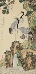 康健作品2《松龄鹤寿》139cmX70cm 2018年
